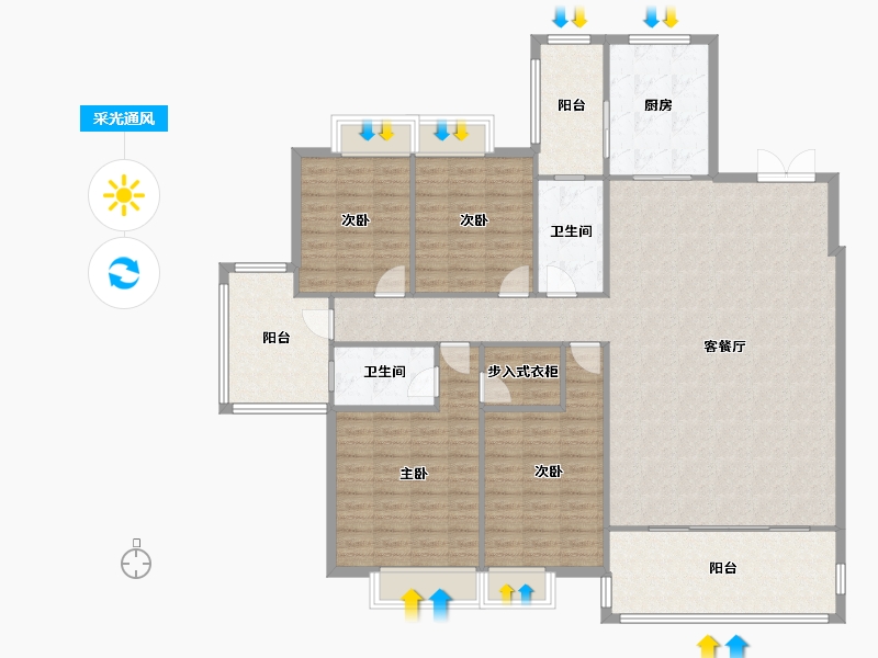 四川省-成都市-万和嘉苑5栋198m²-163.69-户型库-采光通风