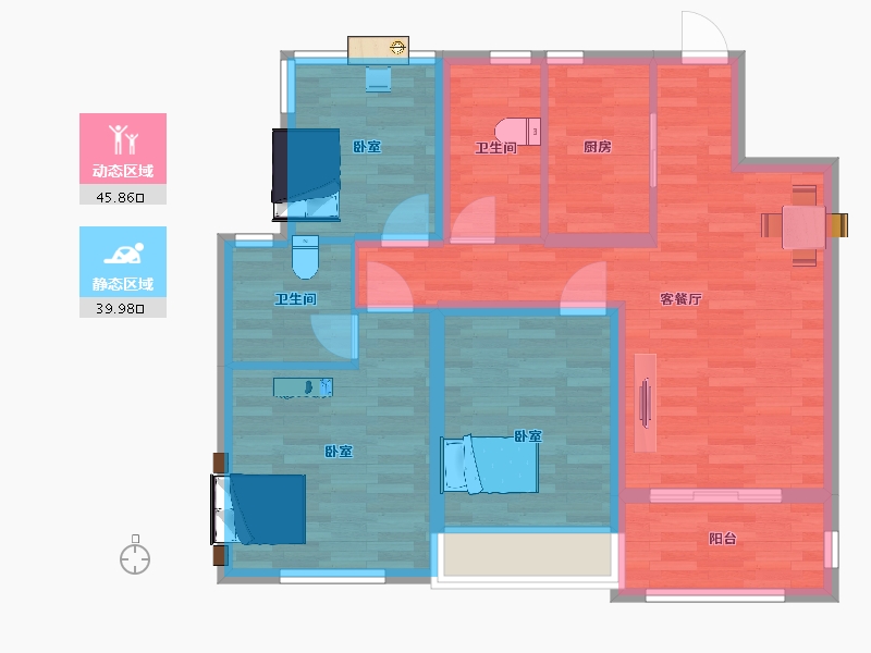 江苏省-苏州市-海玥名都95㎡-75.99-户型库-动静分区