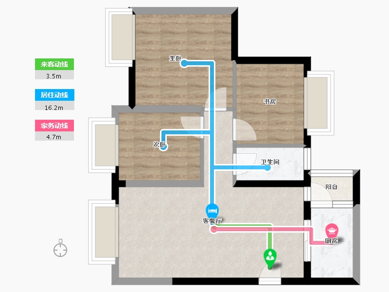 四川省-成都市-龙樾85m²-59.84-户型库-动静线