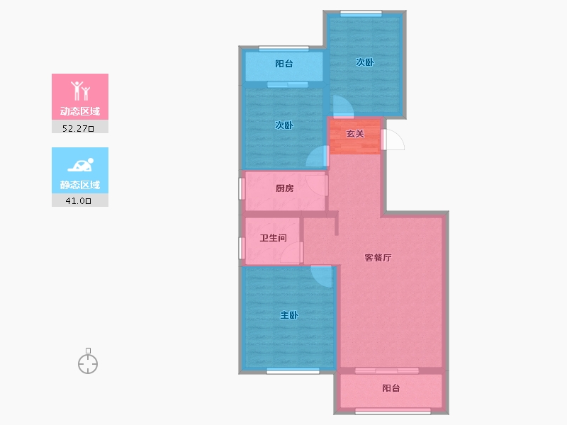 河南省-郑州市-正商湖西学府D1户型12号楼104m²-83.20-户型库-动静分区