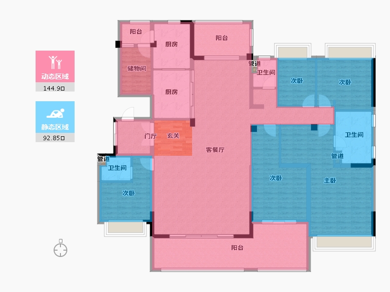 河南省-郑州市-碧桂园翡翠湾YJ260洋房户型273㎡-217.47-户型库-动静分区