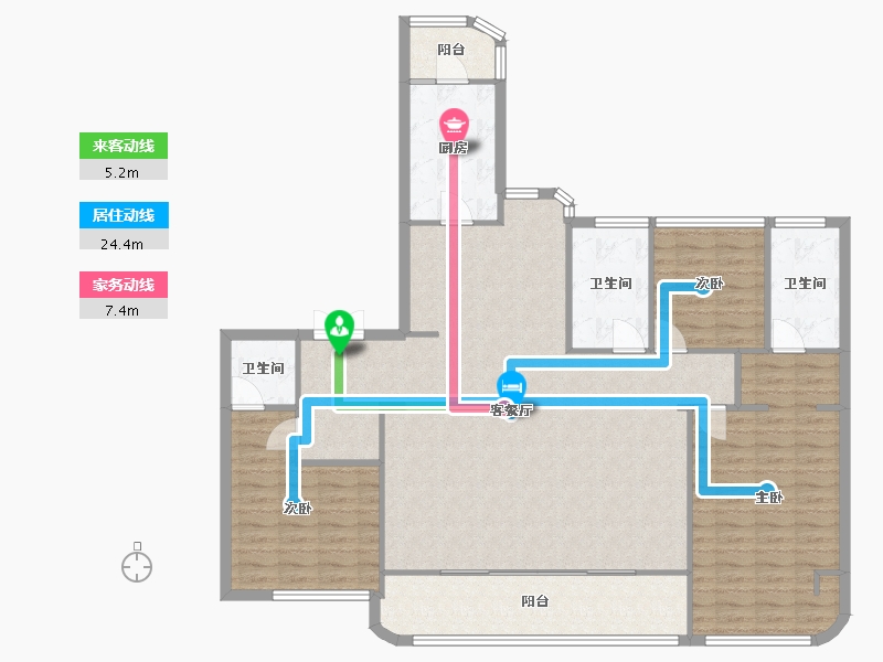 四川省-成都市-德商锦江天玺6号楼169m²-135.94-户型库-动静线