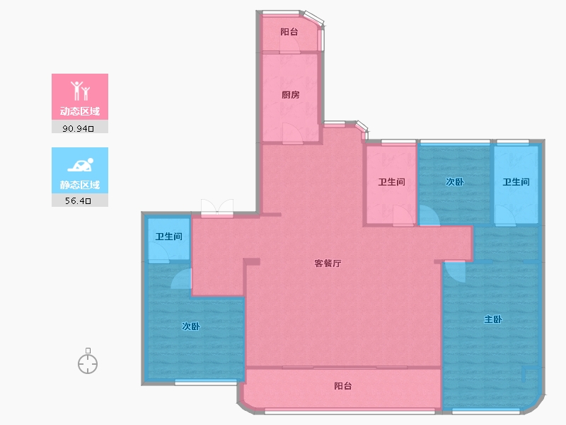 四川省-成都市-德商锦江天玺6号楼169m²-135.94-户型库-动静分区