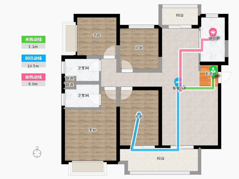 河南省-郑州市-中海万锦公馆7号楼139m²-111.20-户型库-动静线