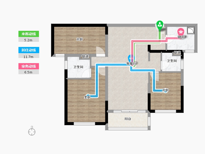 福建省-厦门市-中海杏林鹭湾B户型101m²-80.80-户型库-动静线