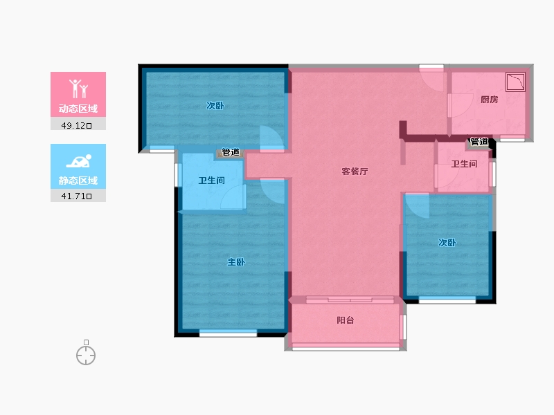 福建省-厦门市-中海杏林鹭湾B户型101m²-80.80-户型库-动静分区