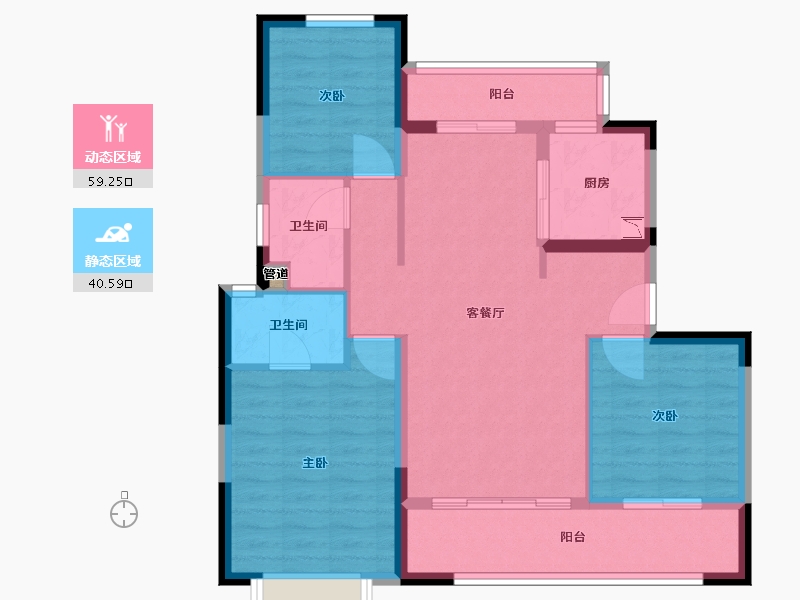 福建省-厦门市-中海杏林鹭湾双景ONE系华宅户型112m²-89.60-户型库-动静分区