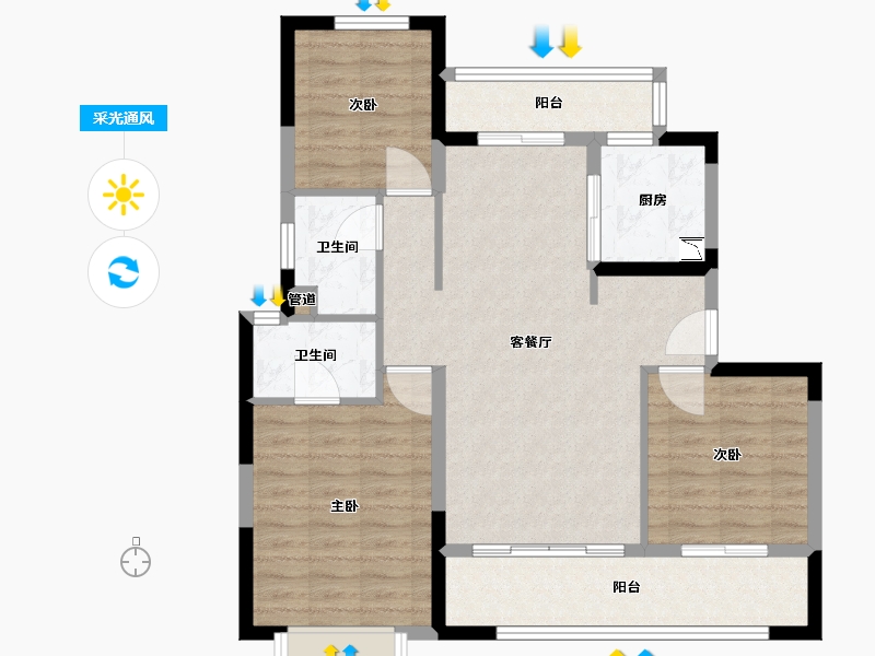 福建省-厦门市-中海杏林鹭湾双景ONE系华宅户型112m²-89.60-户型库-采光通风