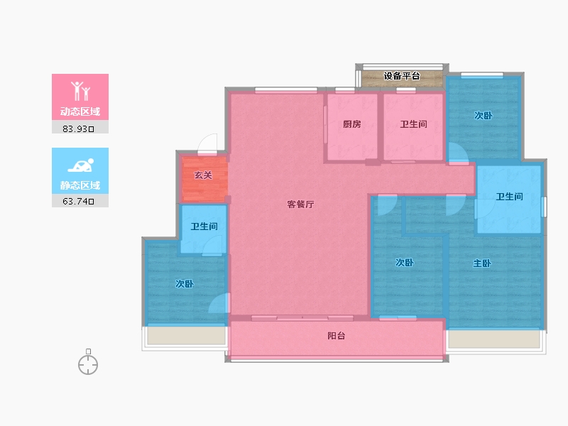 浙江省-杭州市-中南棠玥湾4号楼164m²-136.10-户型库-动静分区