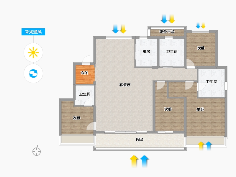 浙江省-杭州市-中南棠玥湾4号楼164m²-136.10-户型库-采光通风