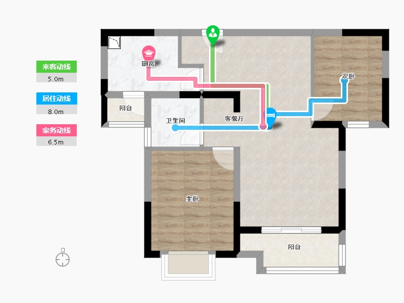 福建省-厦门市-住宅莲花国际2地块A,B,C,4地块A,B88m²-63.45-户型库-动静线