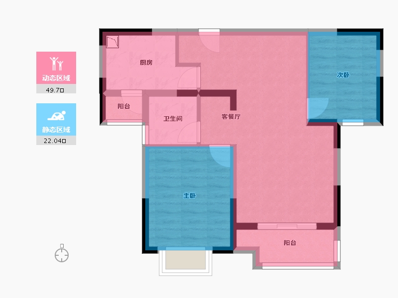 福建省-厦门市-住宅莲花国际2地块A,B,C,4地块A,B88m²-63.45-户型库-动静分区