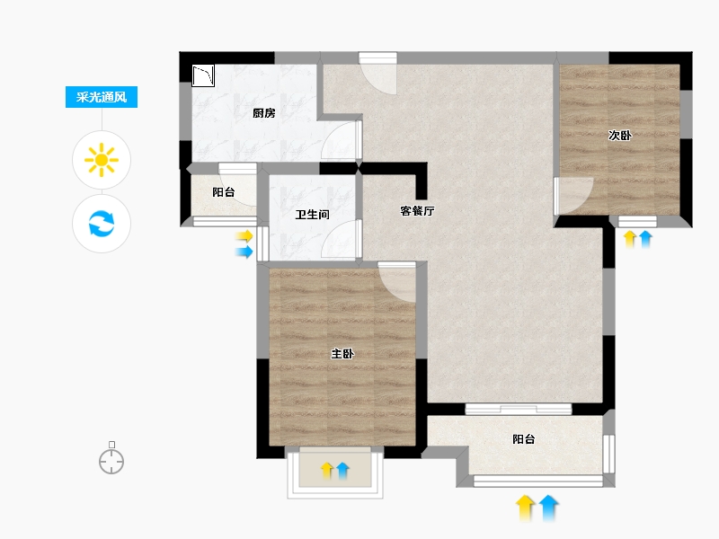 福建省-厦门市-住宅莲花国际2地块A,B,C,4地块A,B88m²-63.45-户型库-采光通风