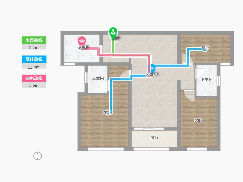 福建省-厦门市-中海杏林鹭湾C户型105m²-84.00-户型库-动静线