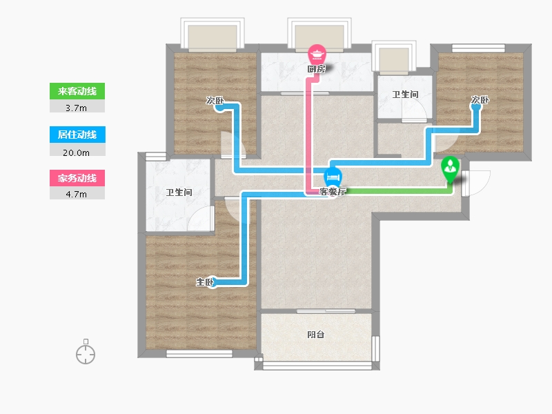 福建省-厦门市-中海杏林鹭湾A户型100m²-80.00-户型库-动静线