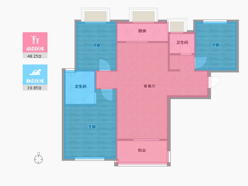 福建省-厦门市-中海杏林鹭湾A户型100m²-80.00-户型库-动静分区