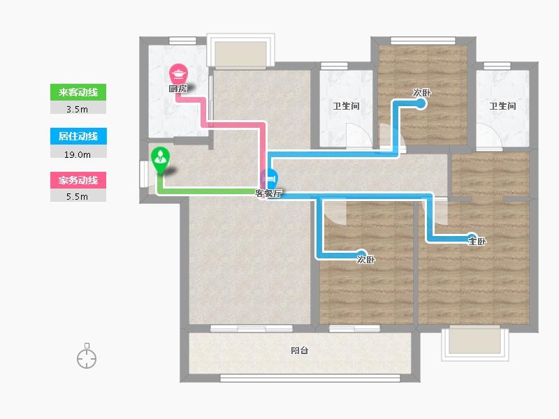 福建省-厦门市-中海杏林鹭湾D户型110m²-88.00-户型库-动静线