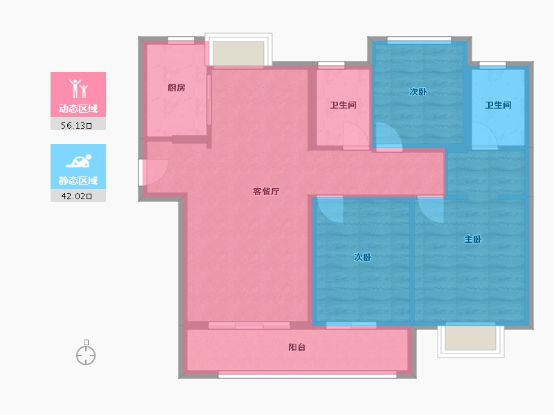 福建省-厦门市-中海杏林鹭湾D户型110m²-88.00-户型库-动静分区