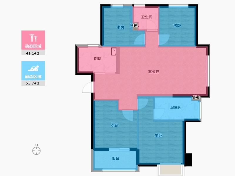 福建省-厦门市-保利和光城悦D户型105m²-84.00-户型库-动静分区