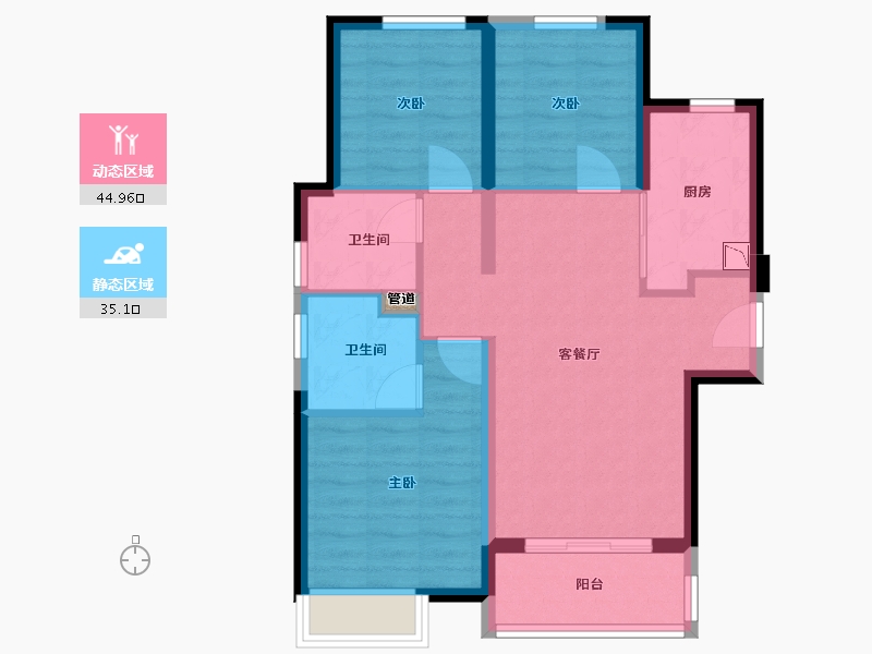 福建省-厦门市-保利和光城悦8号楼89m²-71.20-户型库-动静分区