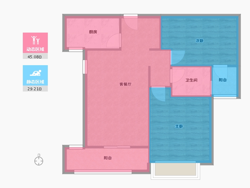 福建省-厦门市-古龙尚逸园1号楼（南）,1号楼（北）84m²-67.19-户型库-动静分区