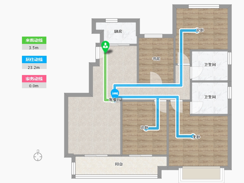 福建省-厦门市-保利和光城悦H户型105m²-84.01-户型库-动静线