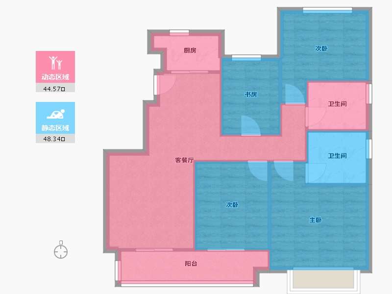 福建省-厦门市-保利和光城悦H户型105m²-84.01-户型库-动静分区