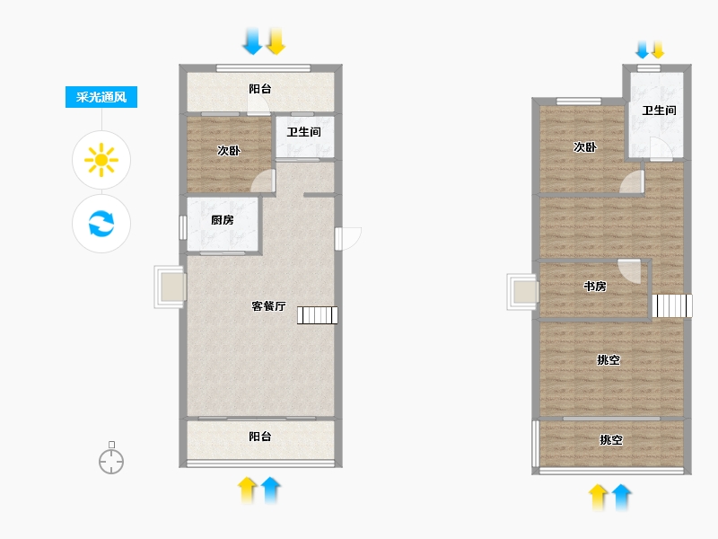 福建省-厦门市-IOI棕榈国际住区5号楼123m²-121.59-户型库-采光通风