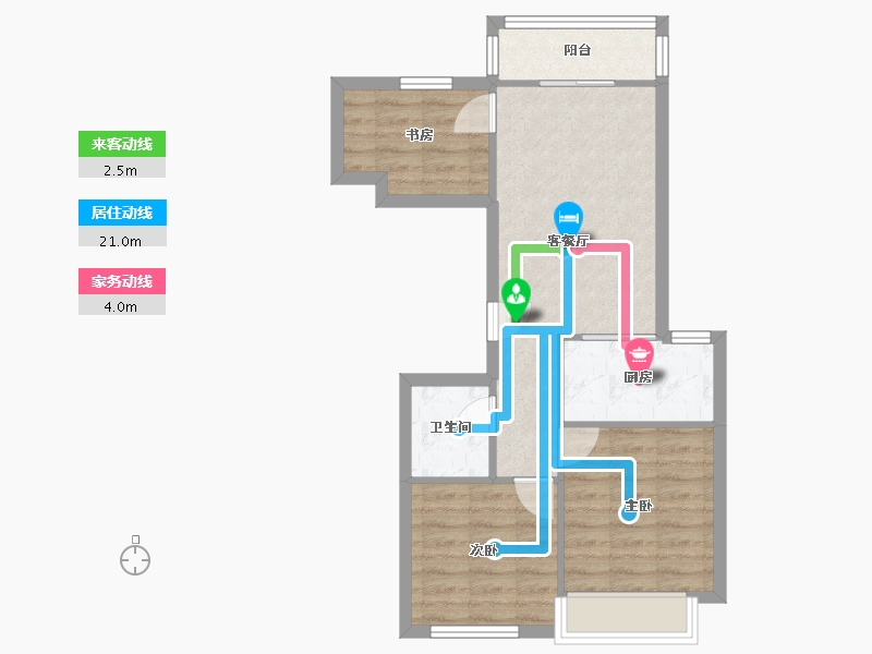 福建省-厦门市-保利和光城悦E户型73m²-58.39-户型库-动静线