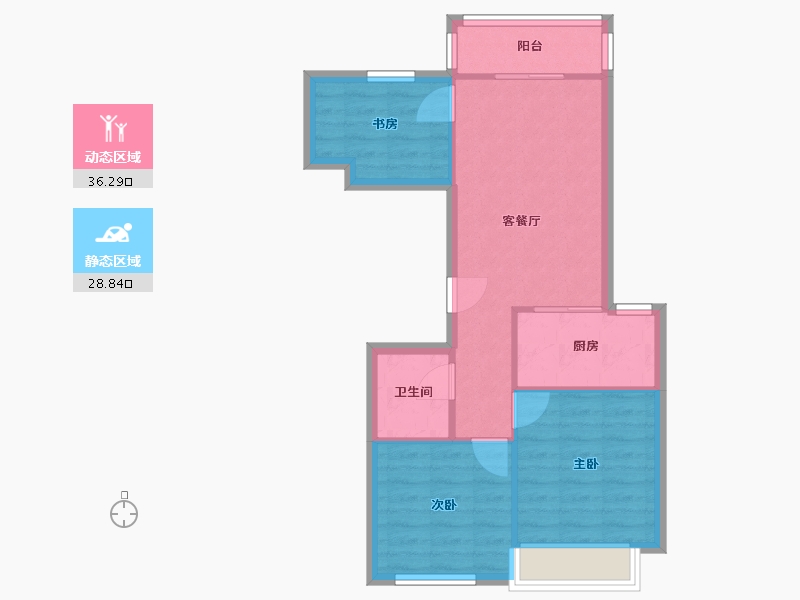 福建省-厦门市-保利和光城悦E户型73m²-58.39-户型库-动静分区