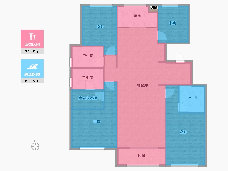 天津-天津市-融创御园15号楼,16号楼,26号楼,27号楼建面155m²-126.45-户型库-动静分区