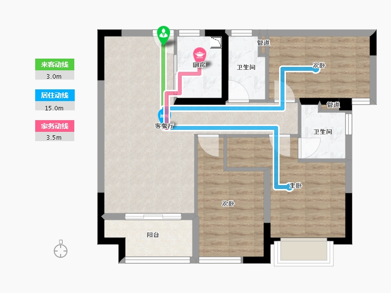 福建省-厦门市-融侨观澜1,2,3,5,6,7号楼89m²-71.20-户型库-动静线