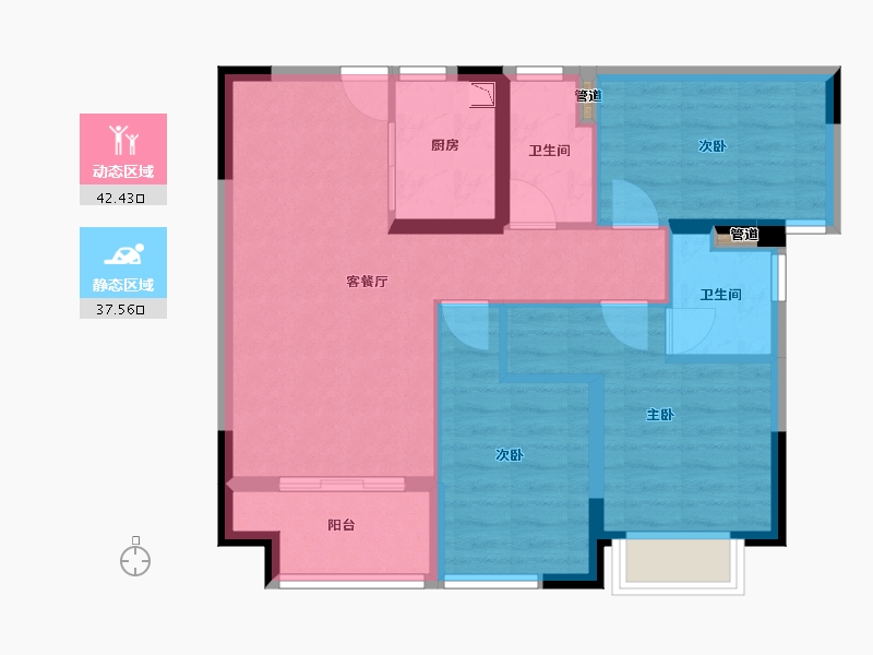 福建省-厦门市-融侨观澜1,2,3,5,6,7号楼89m²-71.20-户型库-动静分区