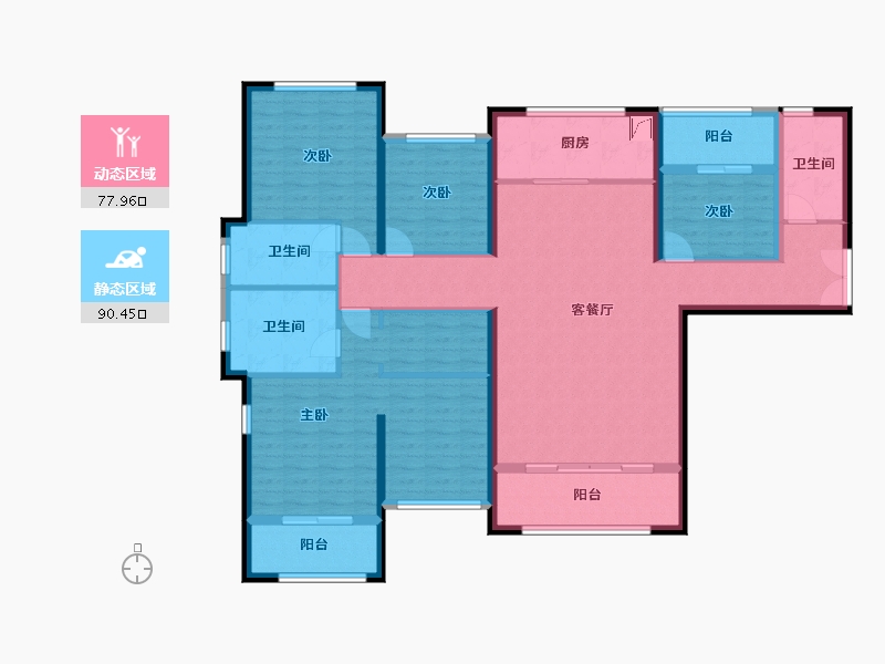 福建省-厦门市-水晶湖郡H户型189㎡-151.30-户型库-动静分区