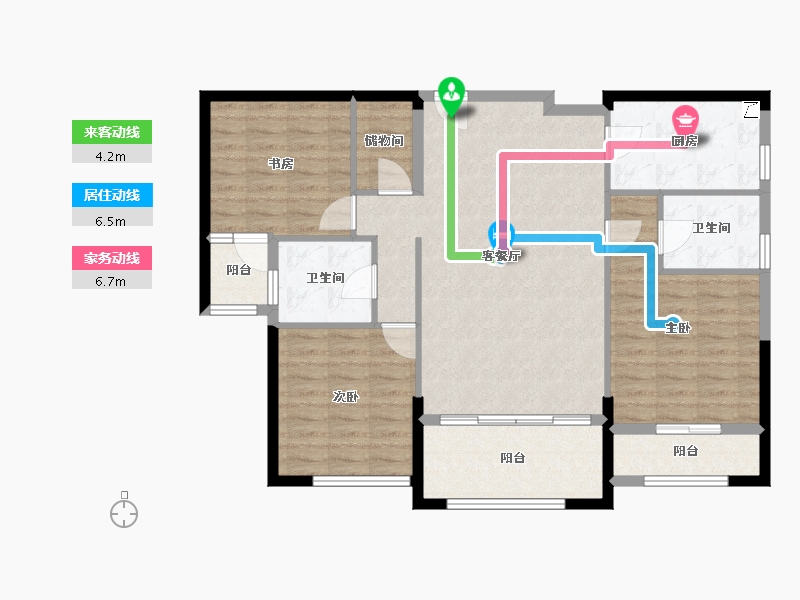 福建省-厦门市-水晶湖郡E户型127㎡-101.59-户型库-动静线