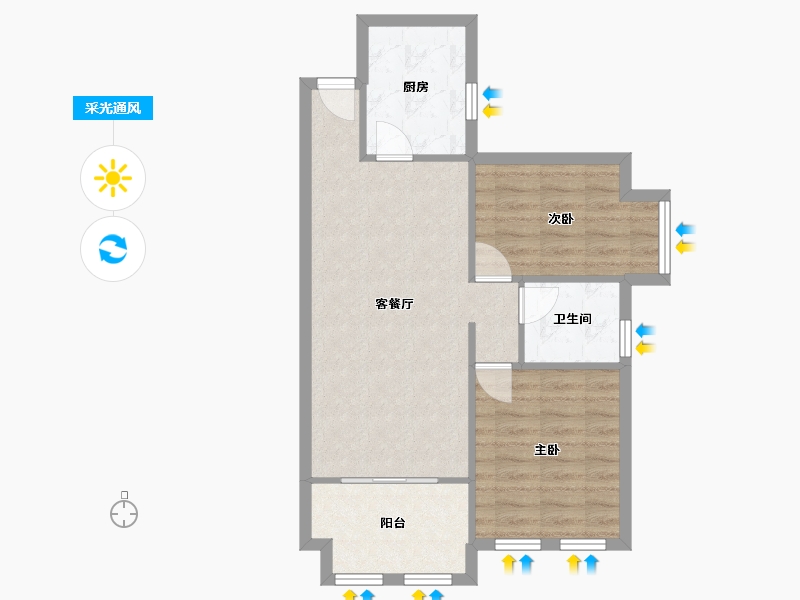 福建省-厦门市-夏商新纪元B户型88m²-63.67-户型库-采光通风