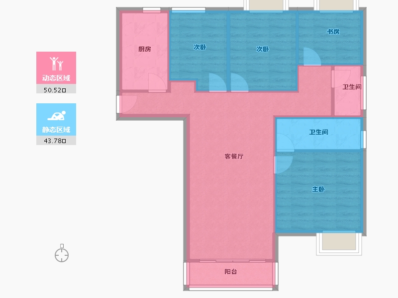 福建省-厦门市-阳光城文澜府A户型107m²-85.60-户型库-动静分区