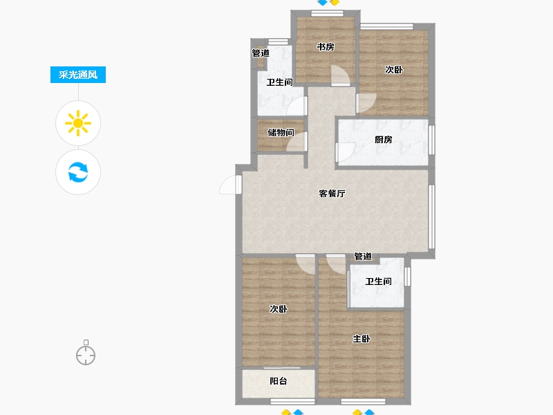 福建省-厦门市-融创大同府125m²-100.00-户型库-采光通风