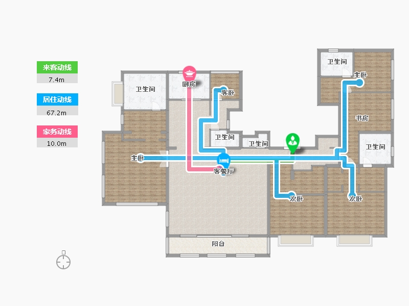 北京-北京市-中海北京世家370m²1-1,1-2号楼-296.25-户型库-动静线