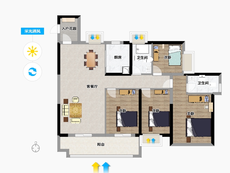 广东省-广州市-星河东悦湾141m²18栋-112.63-户型库-采光通风