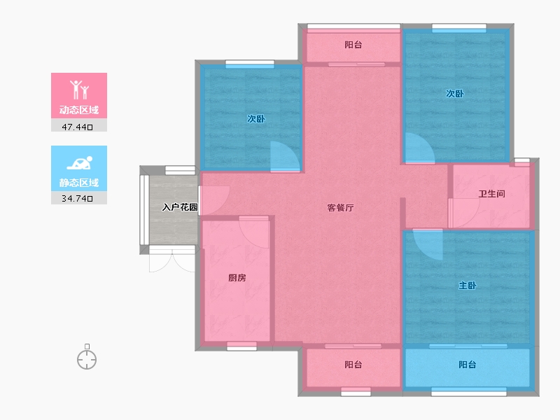 福建省-厦门市-古龙山语听溪51号楼97m²-77.60-户型库-动静分区