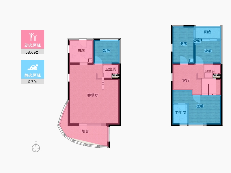 福建省-厦门市-保利壹海里地块二3号楼128m²-102.40-户型库-动静分区