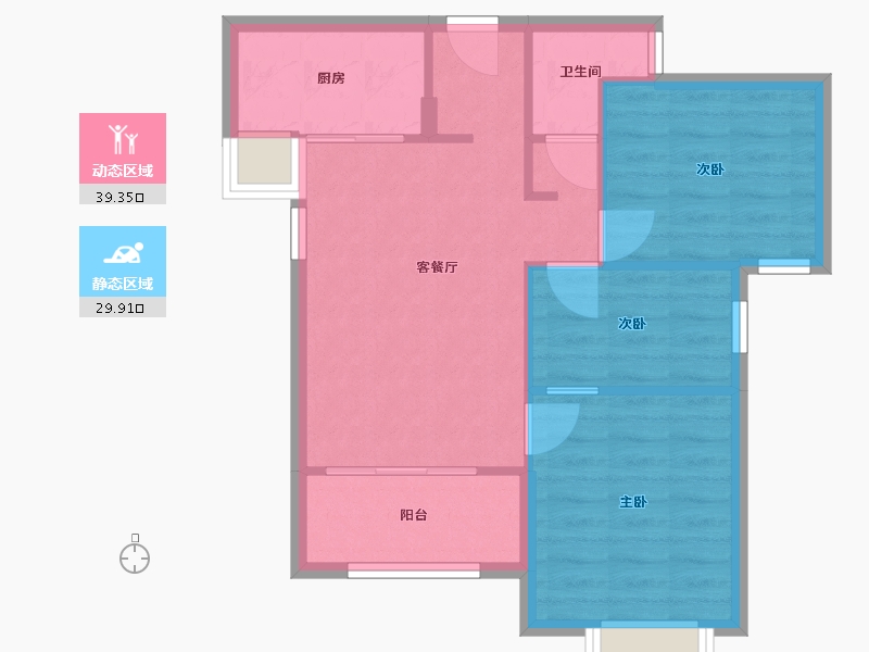 福建省-厦门市-特房樾琴湾　78m²-62.38-户型库-动静分区