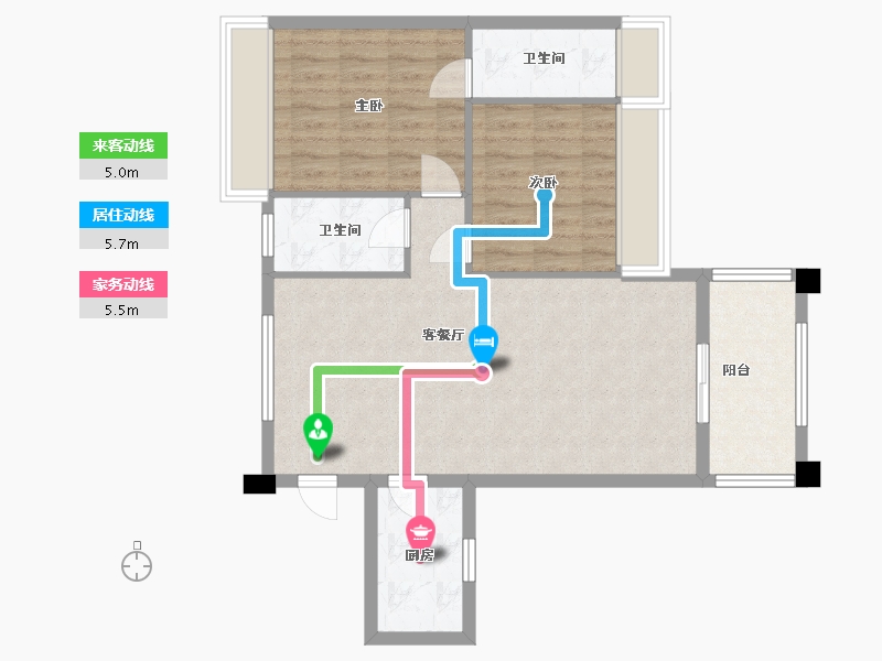 广东省-广州市-富城华庭10栋99㎡02户型-78.77-户型库-动静线