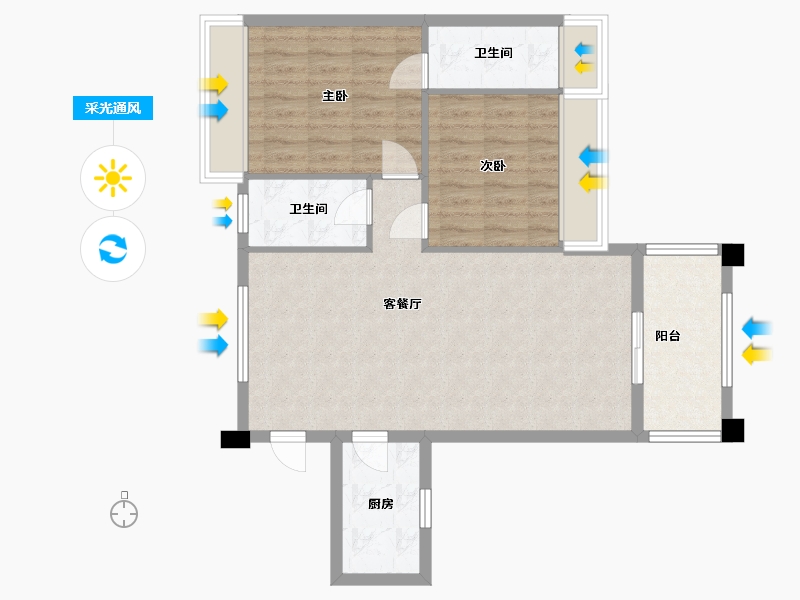 广东省-广州市-富城华庭10栋99㎡02户型-78.77-户型库-采光通风