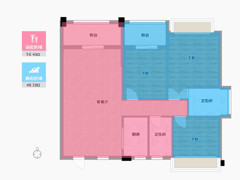 广东省-广州市-富城华庭01户型10栋119㎡-95.20-户型库-动静分区