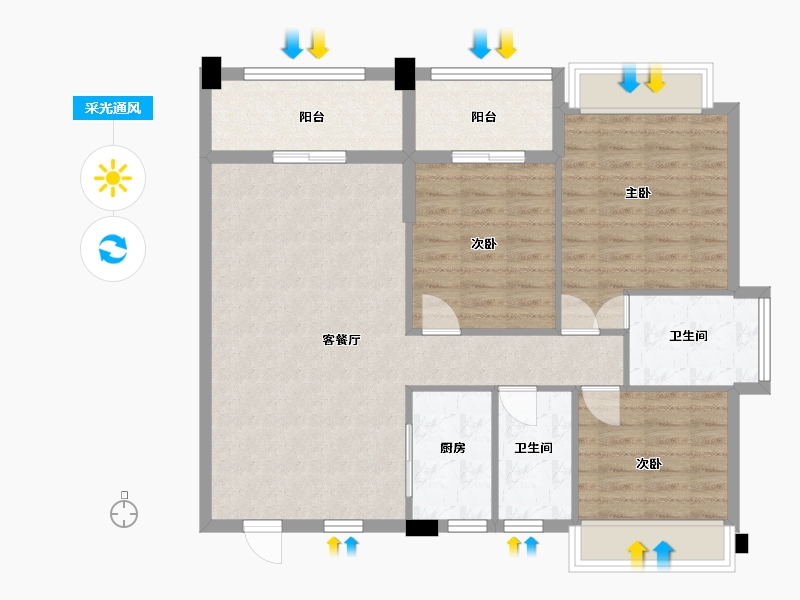 广东省-广州市-富城华庭01户型10栋119㎡-95.20-户型库-采光通风