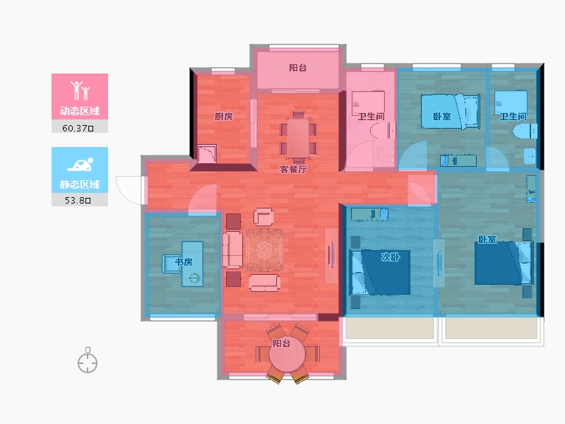 广东省-广州市-招商臻园6栋，7栋127㎡户型-102.57-户型库-动静分区