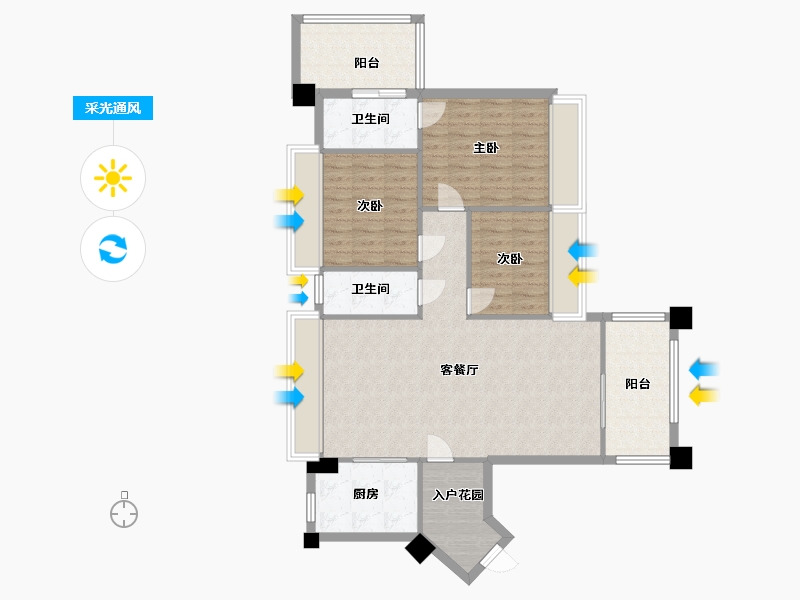 广东省-广州市-富城华庭9栋129㎡03户型-102.48-户型库-采光通风