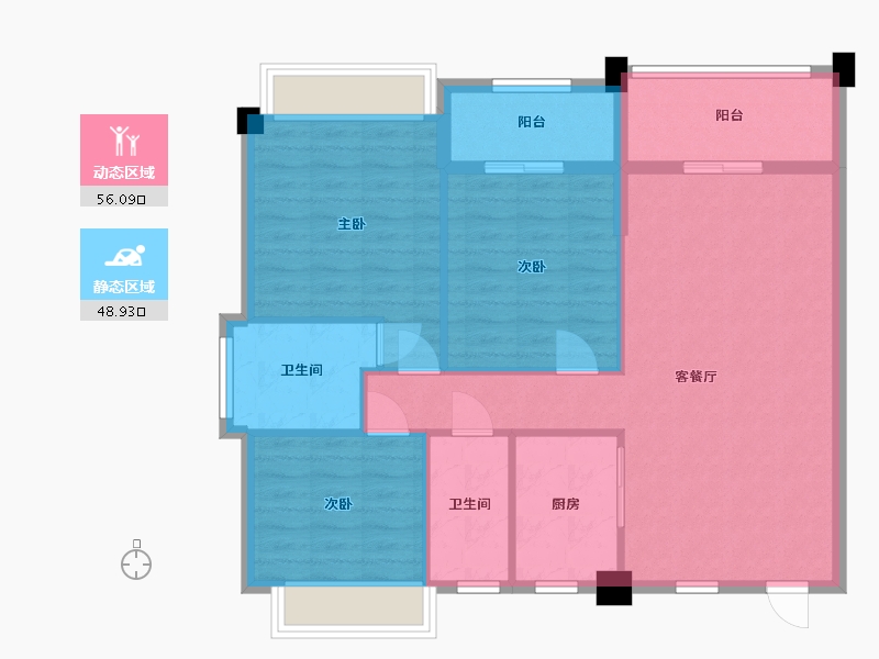 广东省-广州市-富城华庭10栋119㎡04户型-95.21-户型库-动静分区